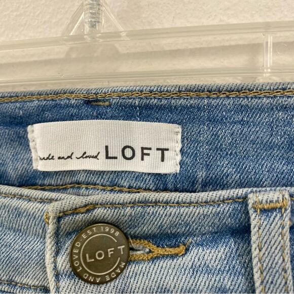 Loft Light Wash Raw Hem Skinny Jeans Size 30 High Rise Stretch Denim Pants - Picture 6 of 8